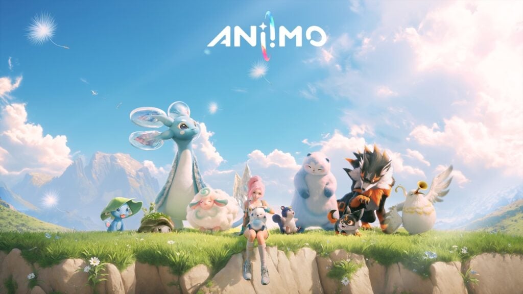featured image for our news on Open World Action RPG Aniimo. It shows a bunch of fantastical creatures and a girl sitting on a mount.
