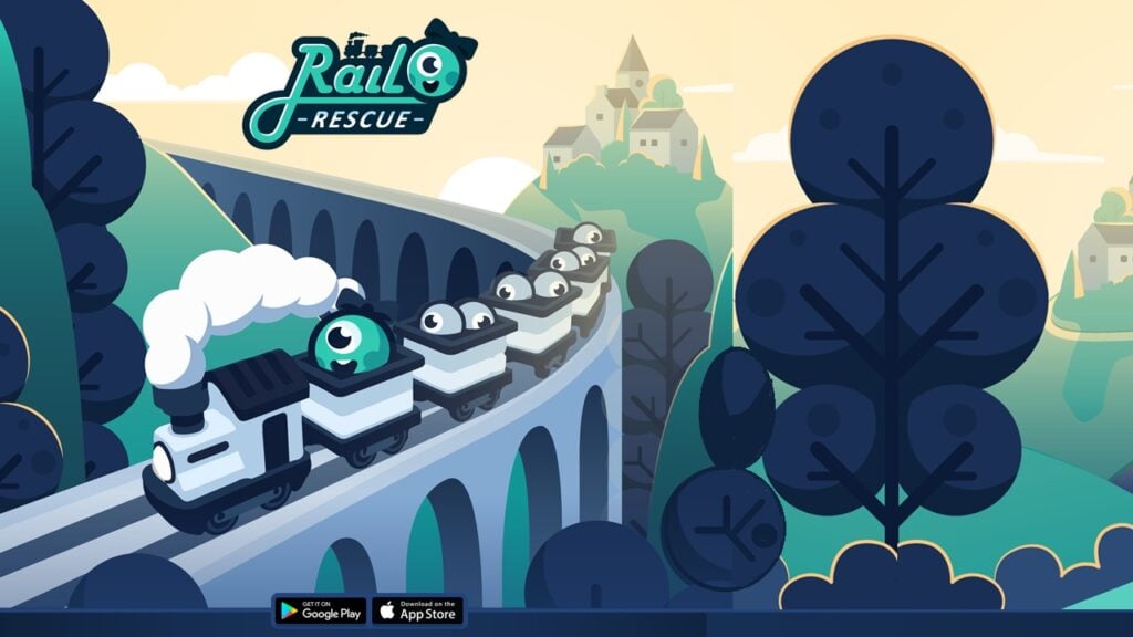 featured image for our news on Rail Rescue: Puzzle Lines. It shows a train on a high bridge.